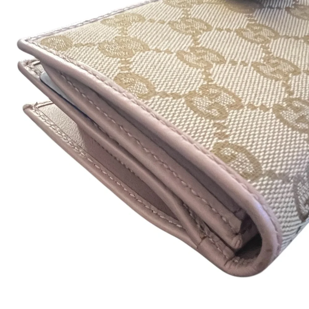 Authentic Gucci GG canvas continental long wallet beige pink - Picture 3 of 12
